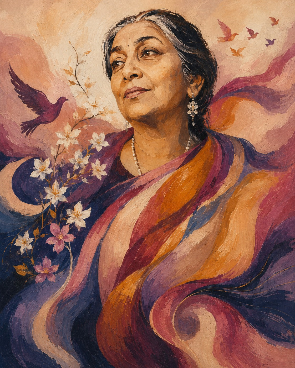 Handpainted – “The Nightingale of India”: Sarojini Naidu, Contemporary Heritage Painting