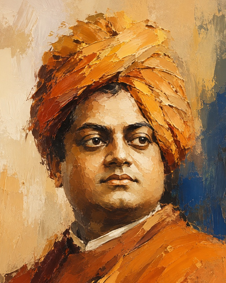 Handpainted – “Vivekananda”: Swami Vivekananda, Contemporary Heritage Painting