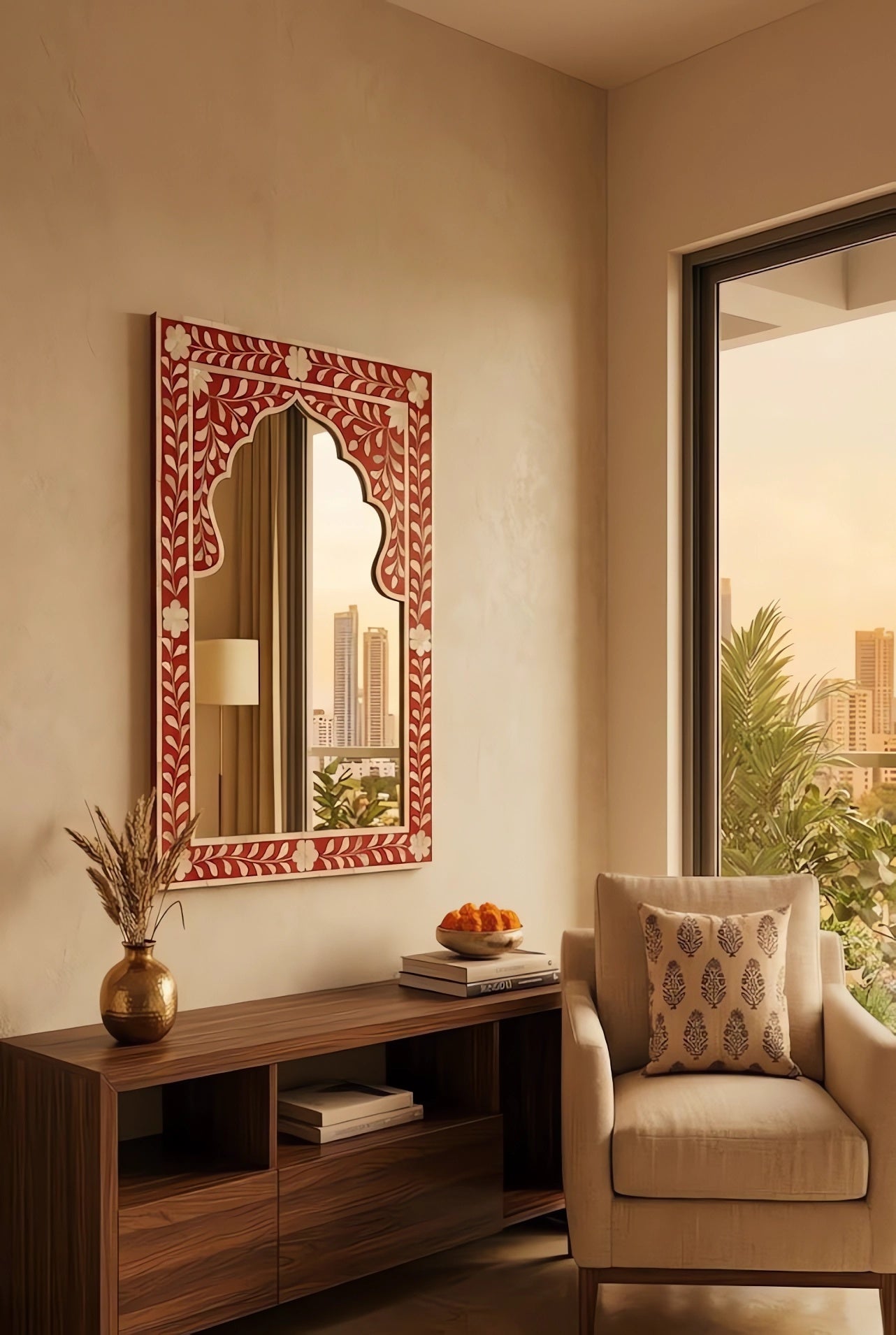 Sahara Bloom Bone Inlay Wall Mirror