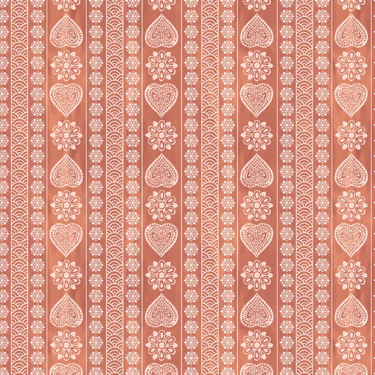 Royal Haveli: “Sarangi” Block Print Wallpaper | Rust