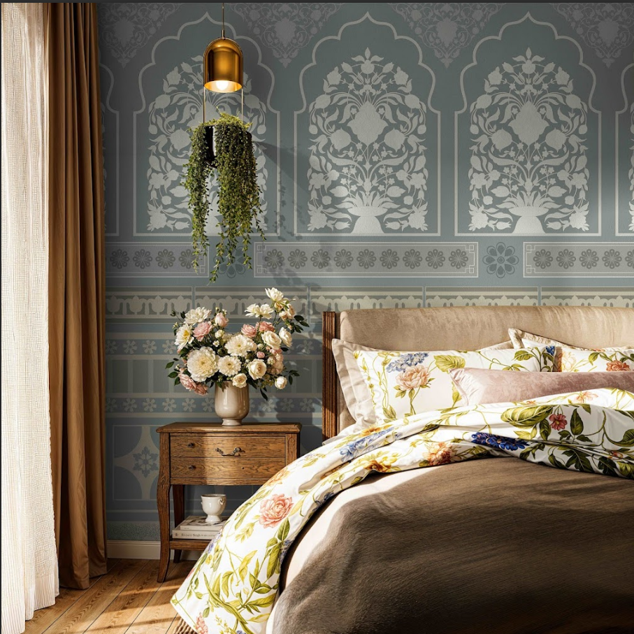 Jaali Echoes: "Indian Tile" Wallpaper