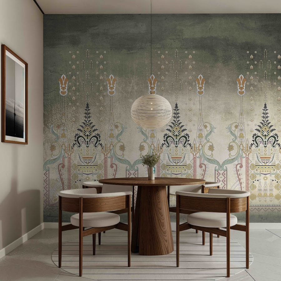 Floral Whispers Pushpa Vritti wallpaper - Customized Indian floral wallpaper