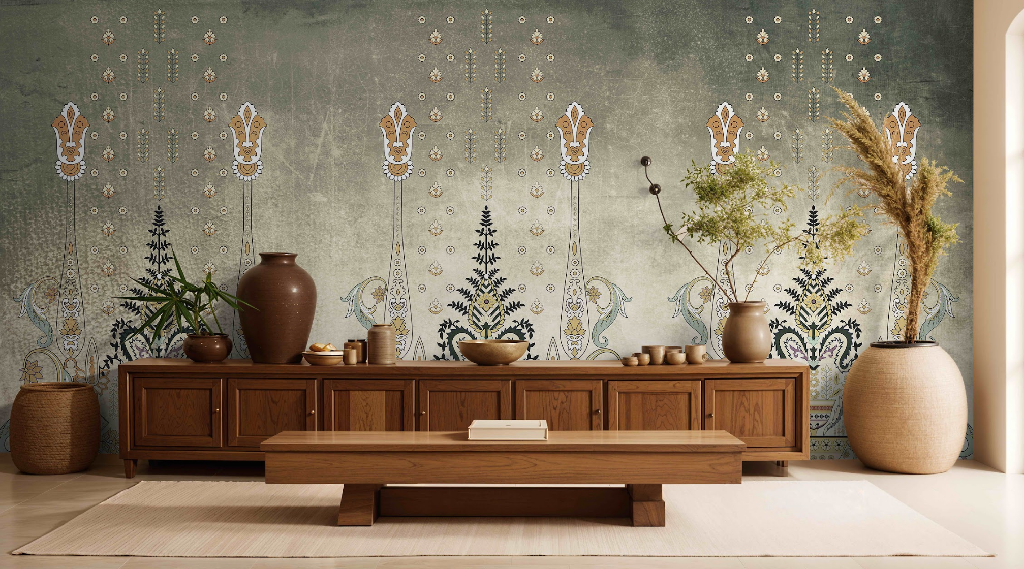 Floral Whispers Pushpa Vritti wallpaper - Customized Indian floral wallpaper buy now