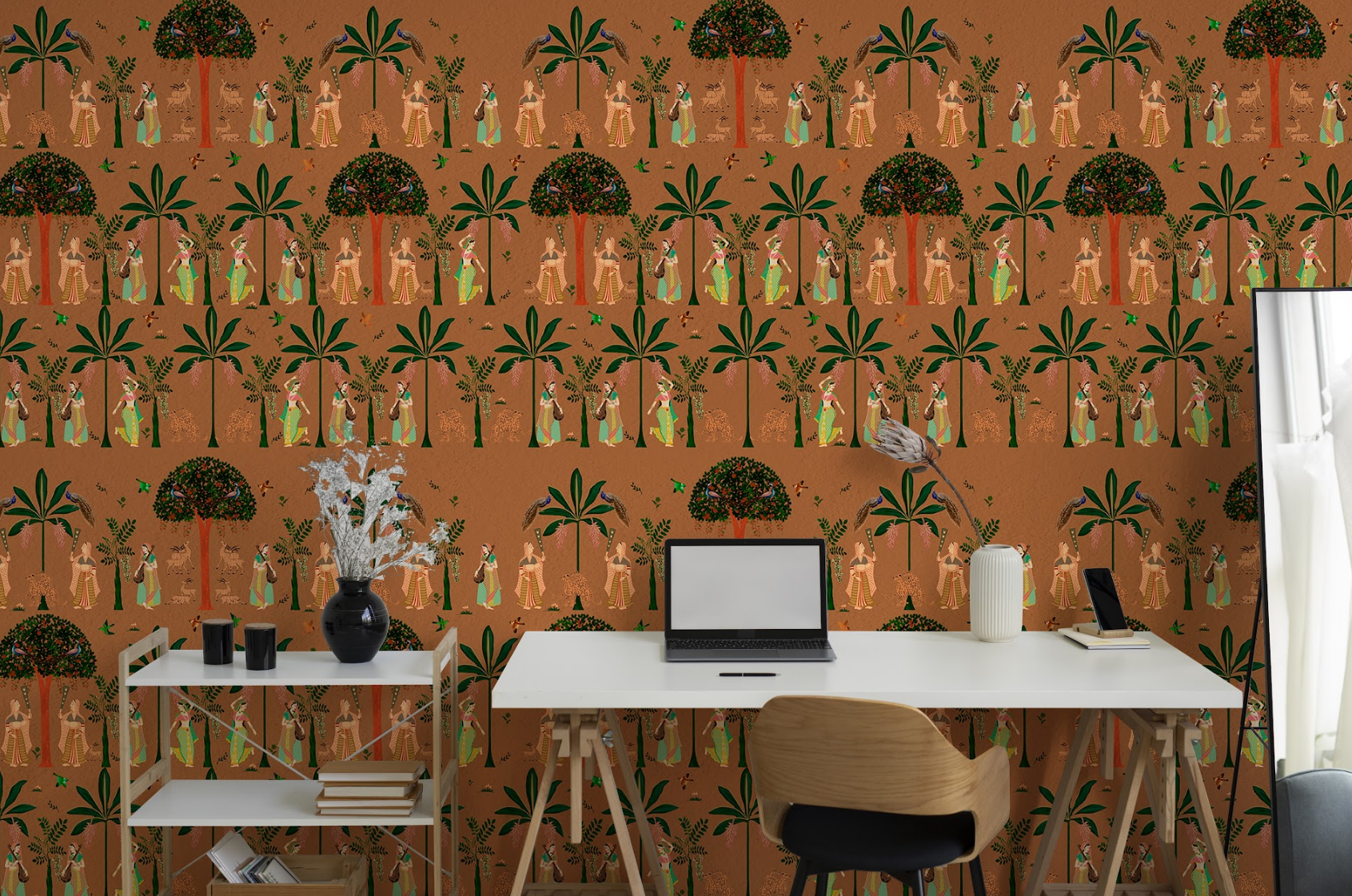 Wild Courts Shikargah Wallpaper - Customized indian traditional wallpaper with dancers
