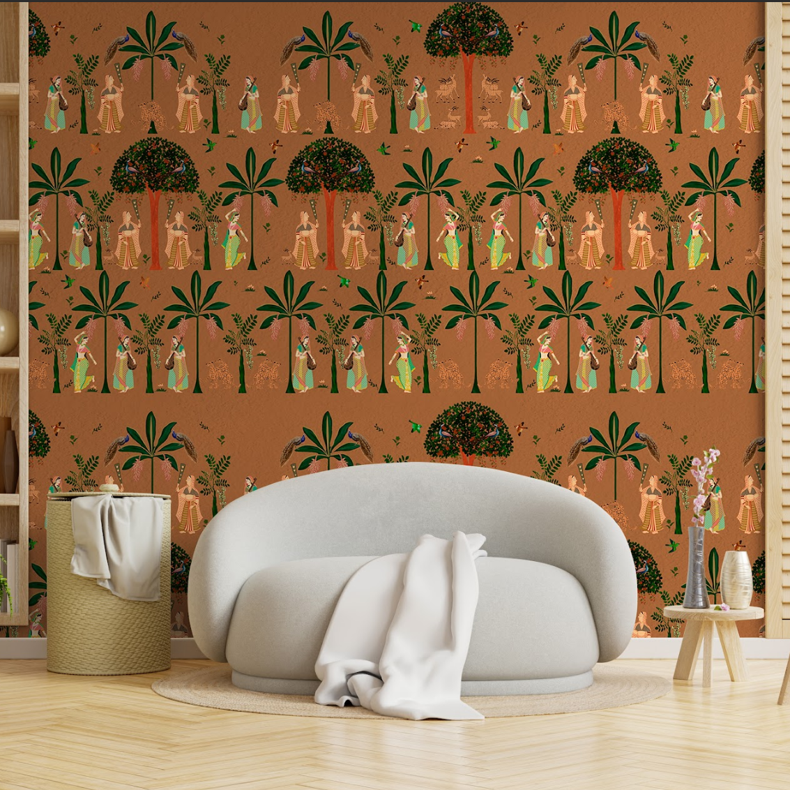 Wild Courts Shikargah Wallpaper - Customized indian traditional wallpaper with dancers