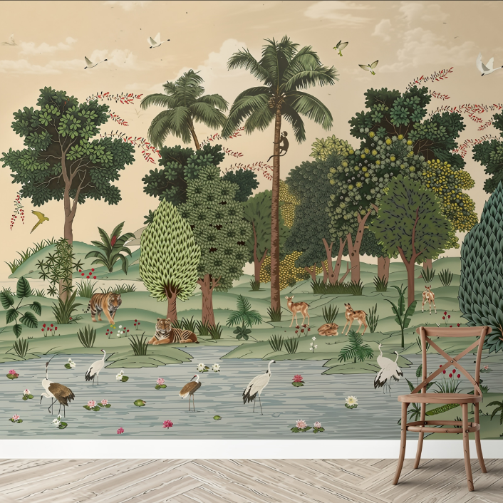 serene wildlife ranthambore forest wallpaper - customized forest wallpaper