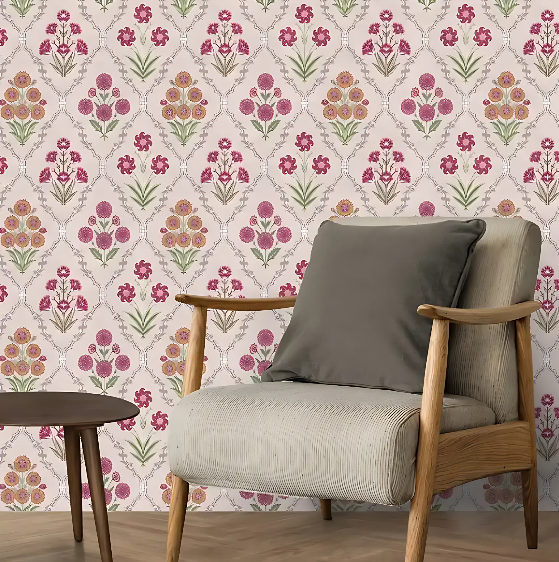 Blooming Grace Phulwari wallpaper - customized pink and purple floral wallpaper