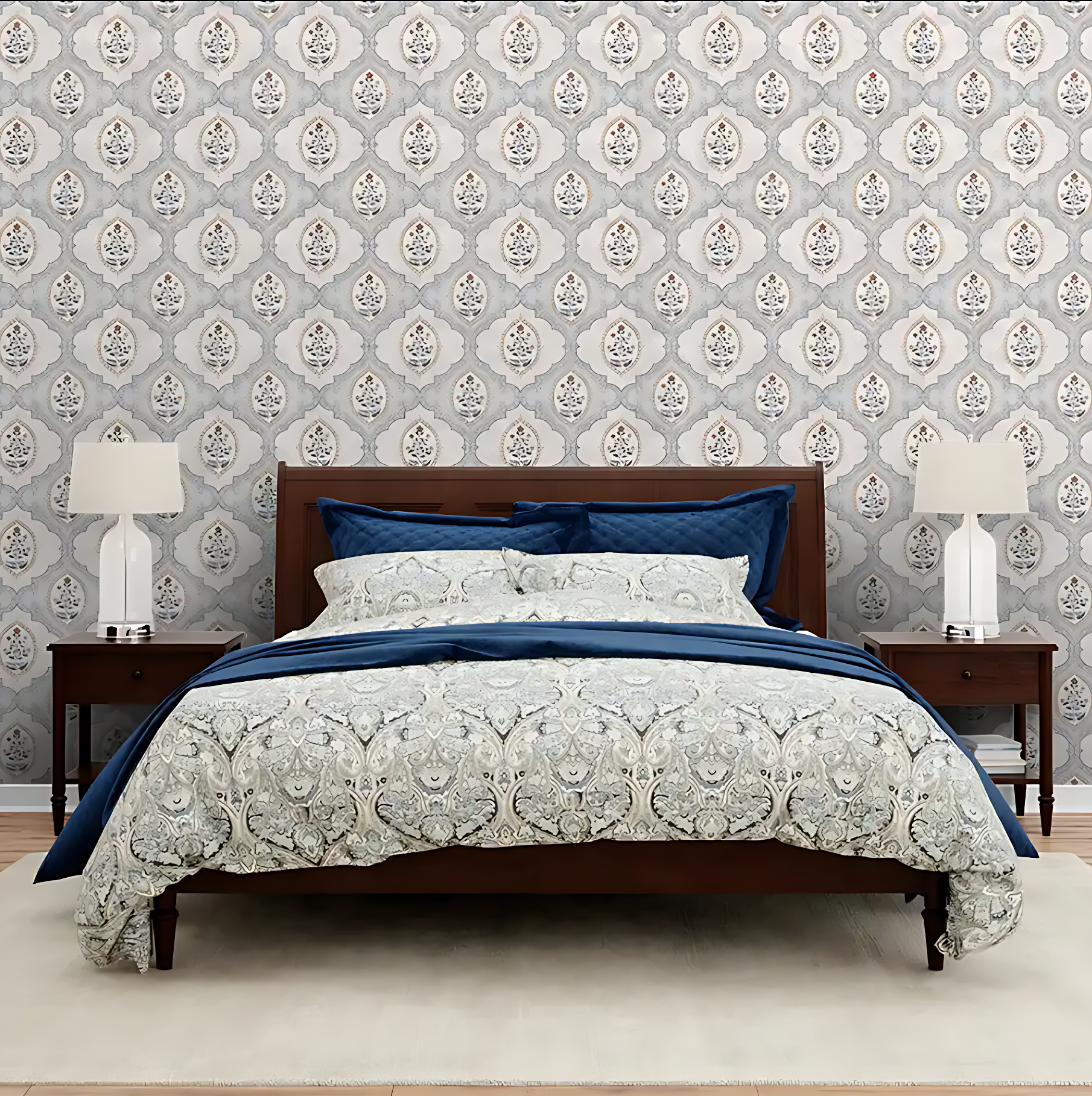 Garden of Serenity wallpaper - customized blue floral pattern wallpaper for bed room