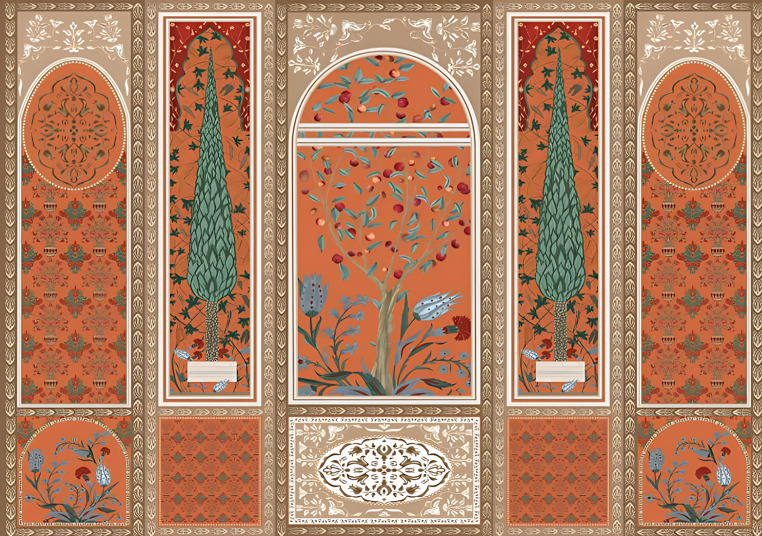 Shalimar Gardens Wallpaper - Customized garden wallpaper in a indian style