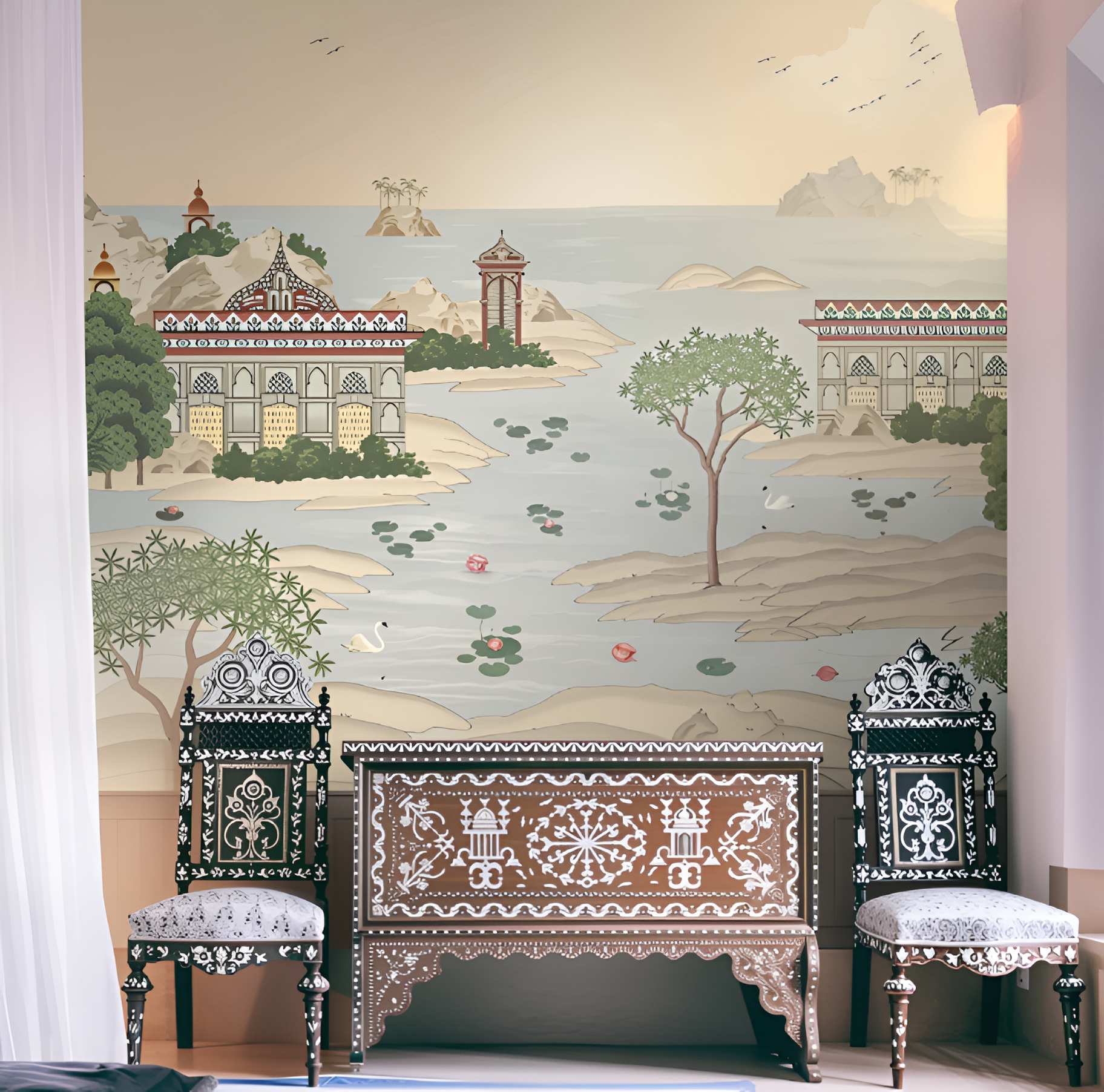 Royal Harmony Dream Palace wallpaper - Customized Indian wallpaper for living room