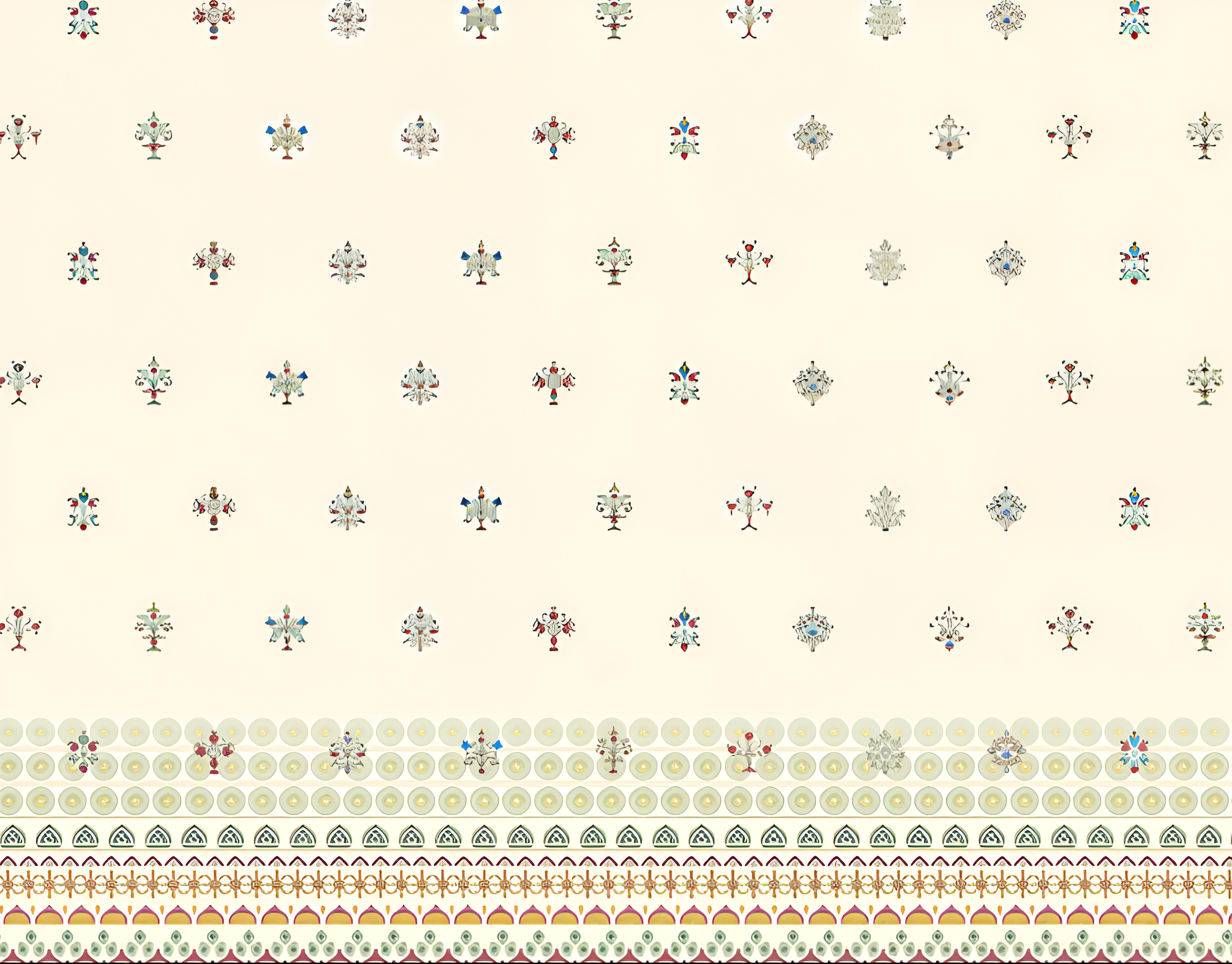 Svara Yellow Indian Motif wallpaper - customized traditional patterned wallpaper for bedroom