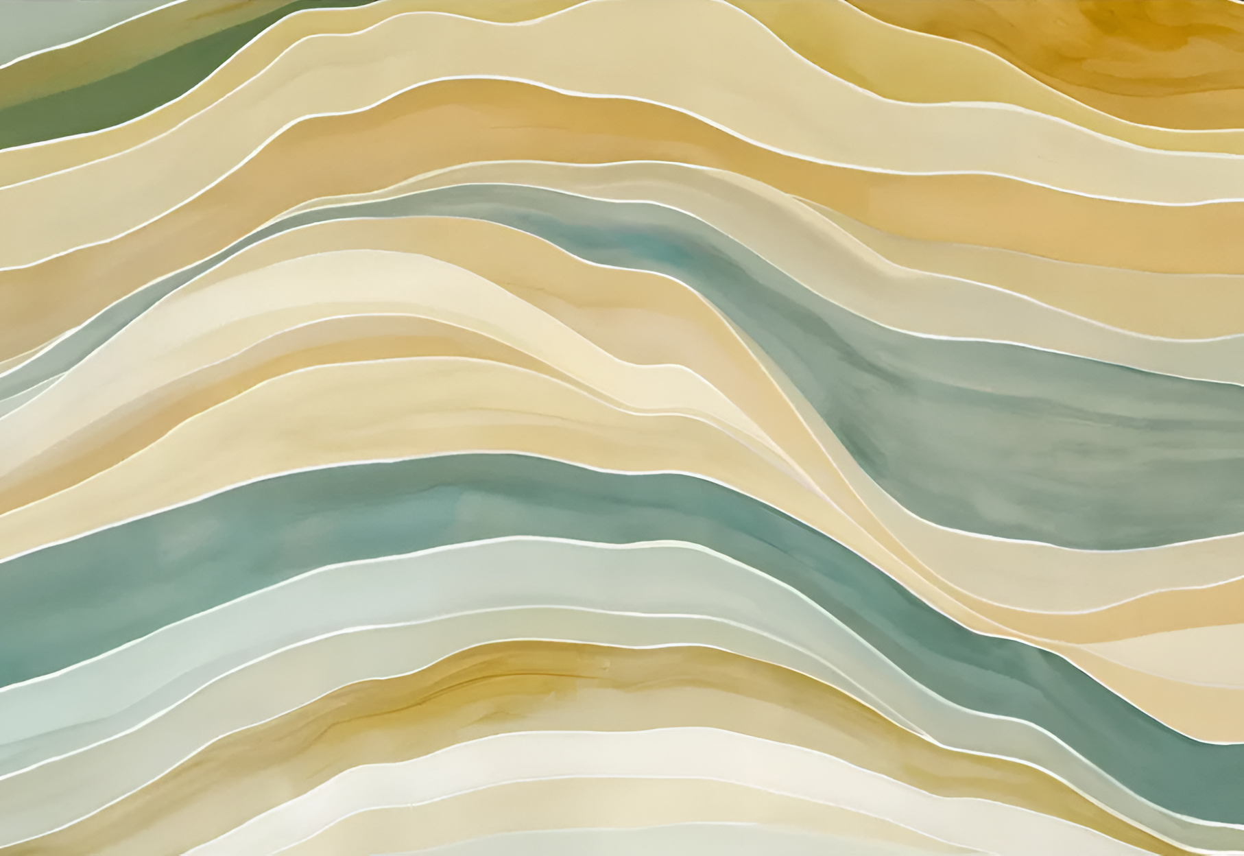 Wavy patterned wallpaper with shades of beige, brown, and green