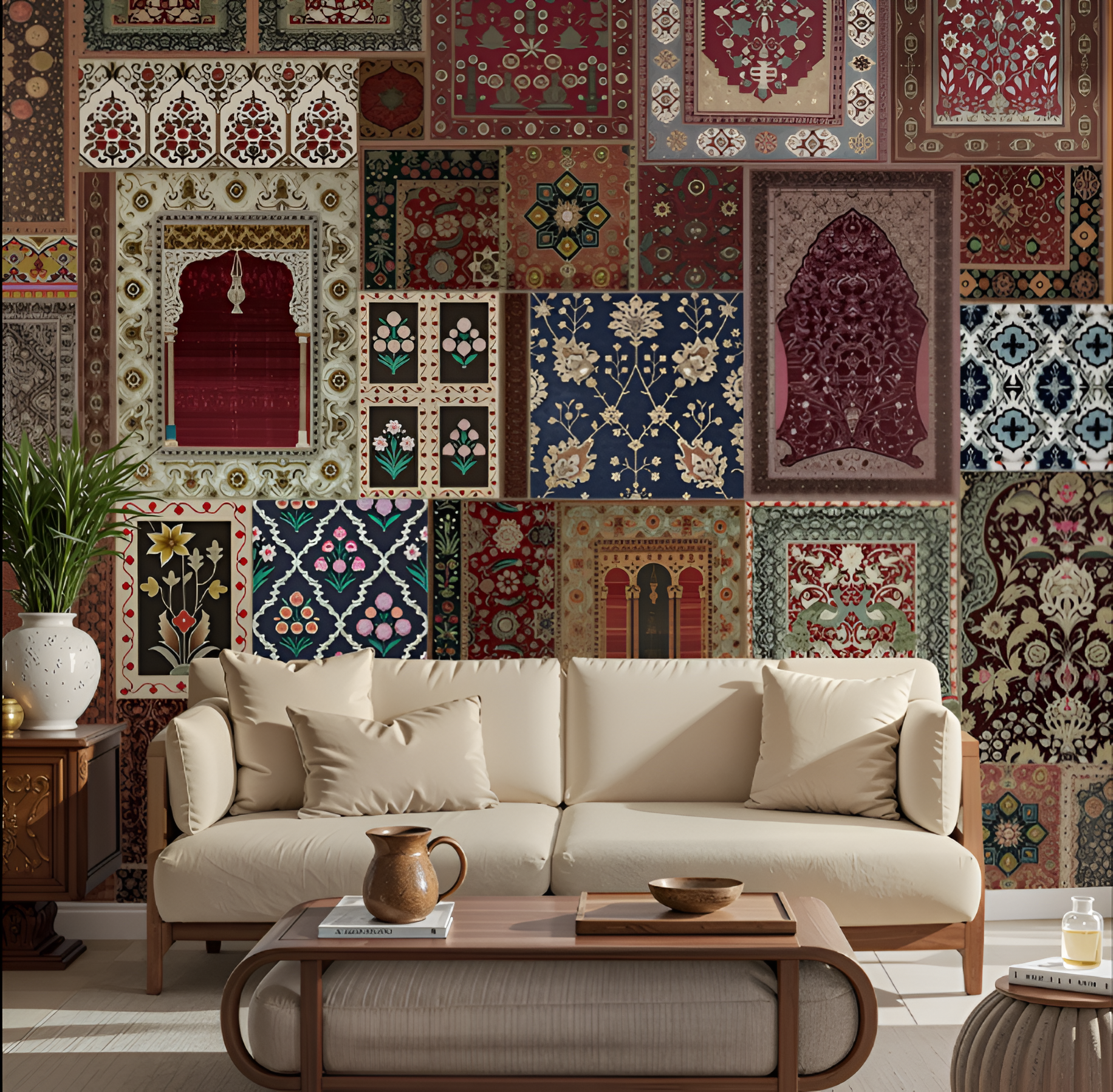 Opulent tapestry design wallpaper - customized boho tapestry wallpaper buy now