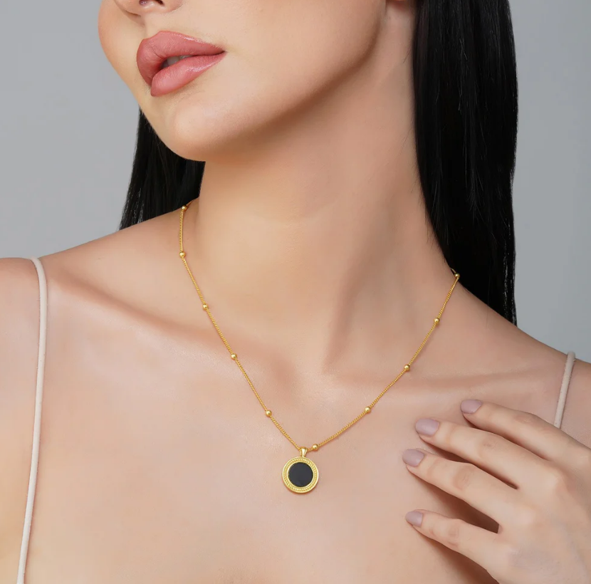 Healing Touch Pendant Necklace with Black Onyx - Protection