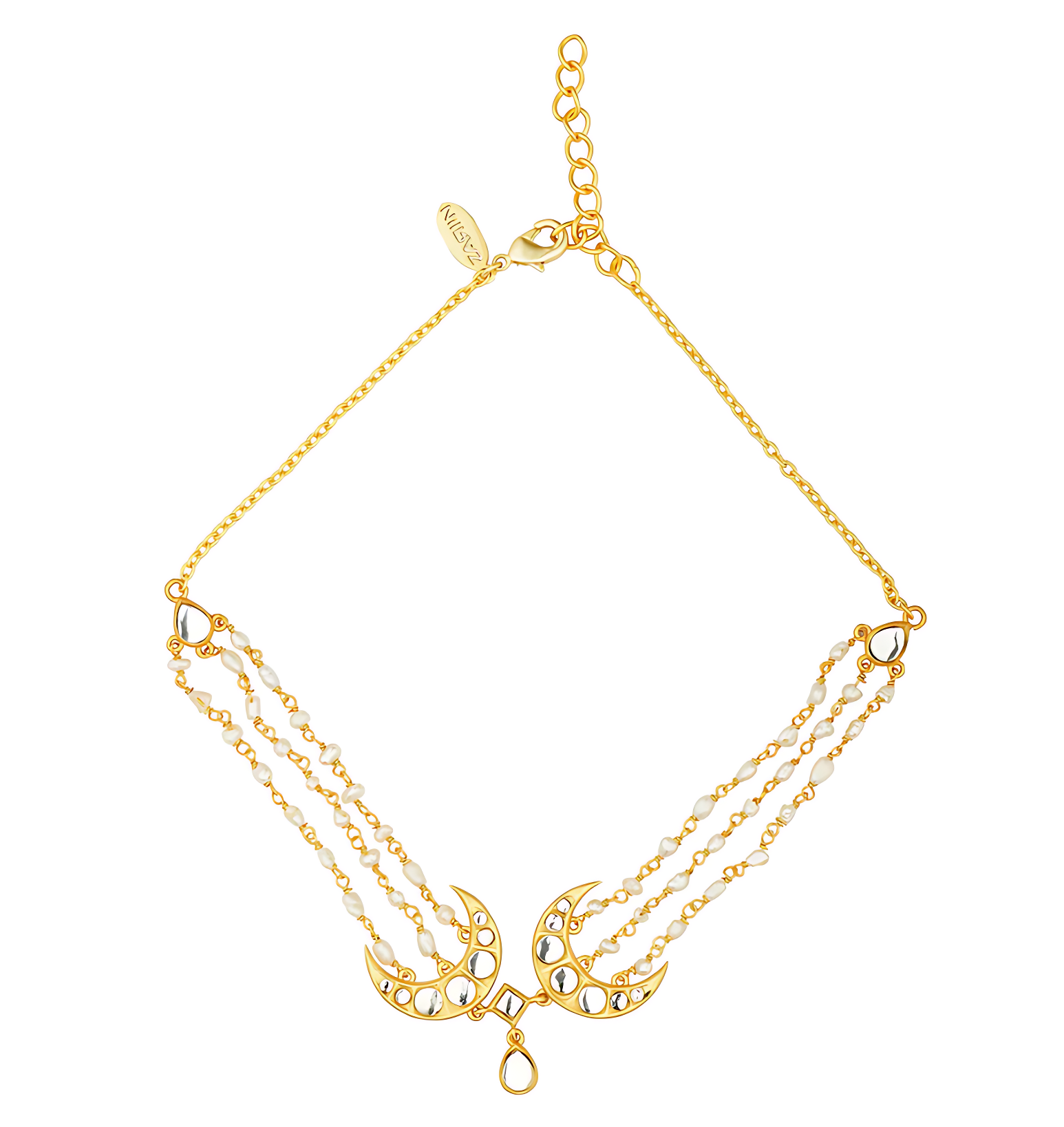 Chaand Roop Choker Necklace with Mirror Polki and Pearls