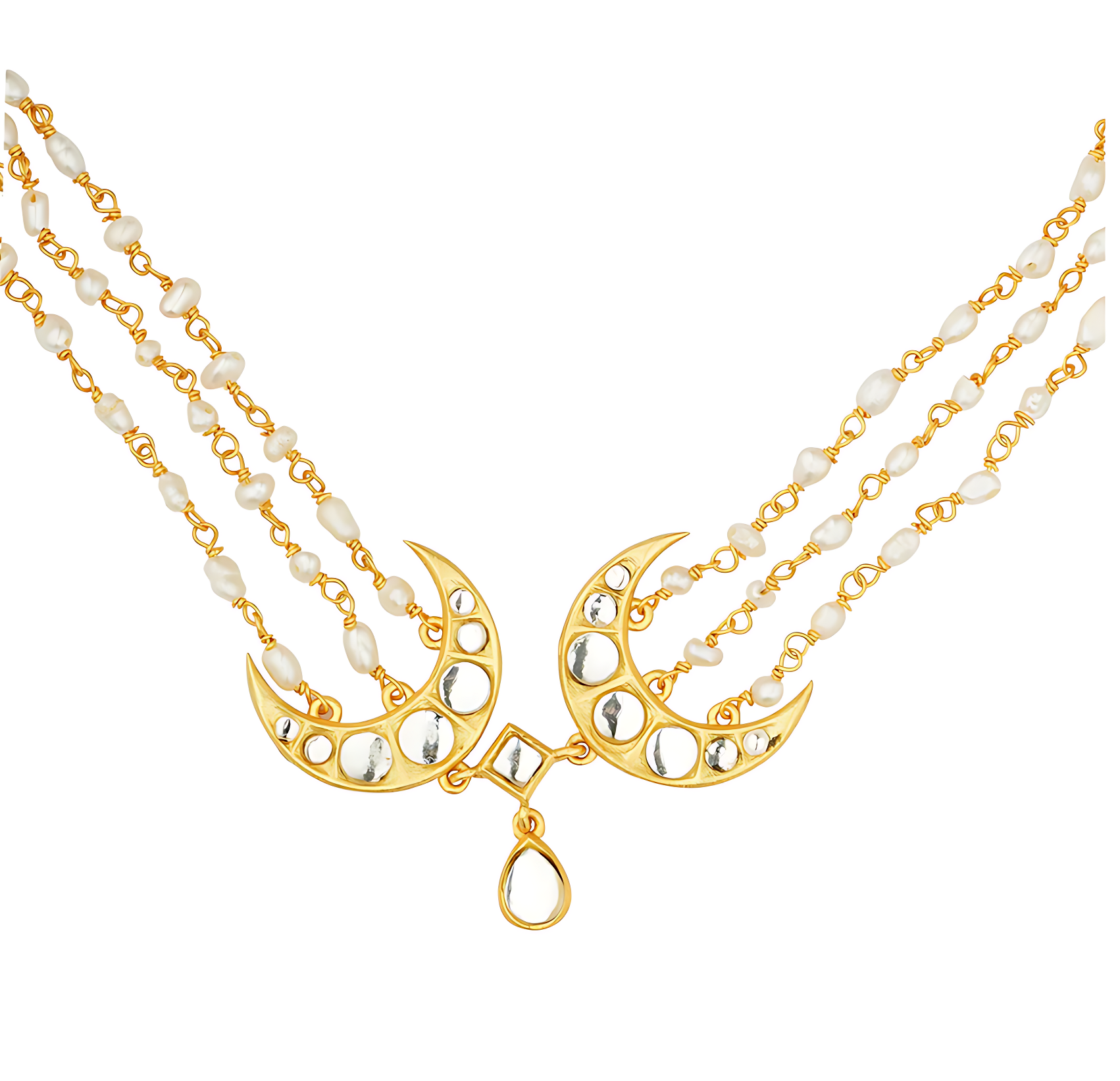 Chaand Roop Choker Necklace with Mirror Polki and Pearls