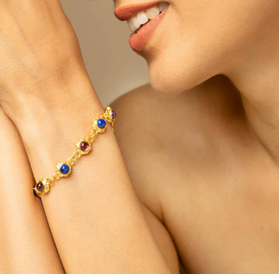 Amethyst and Lapis Lazuli Unisex Bracelet