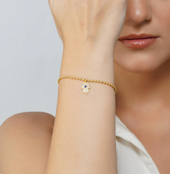 Protection Bracelet Set with Hamza Hand Bracelet and Evil Eye Bracelet