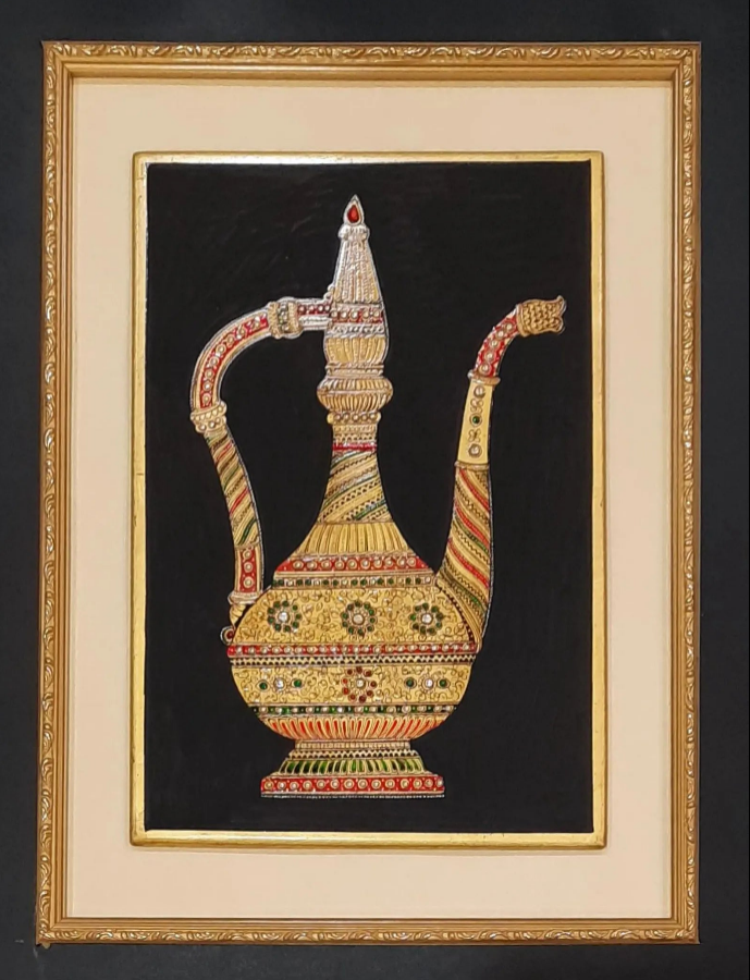 Surai – Courtly Still Life in Rajasthani Miniature on Marble