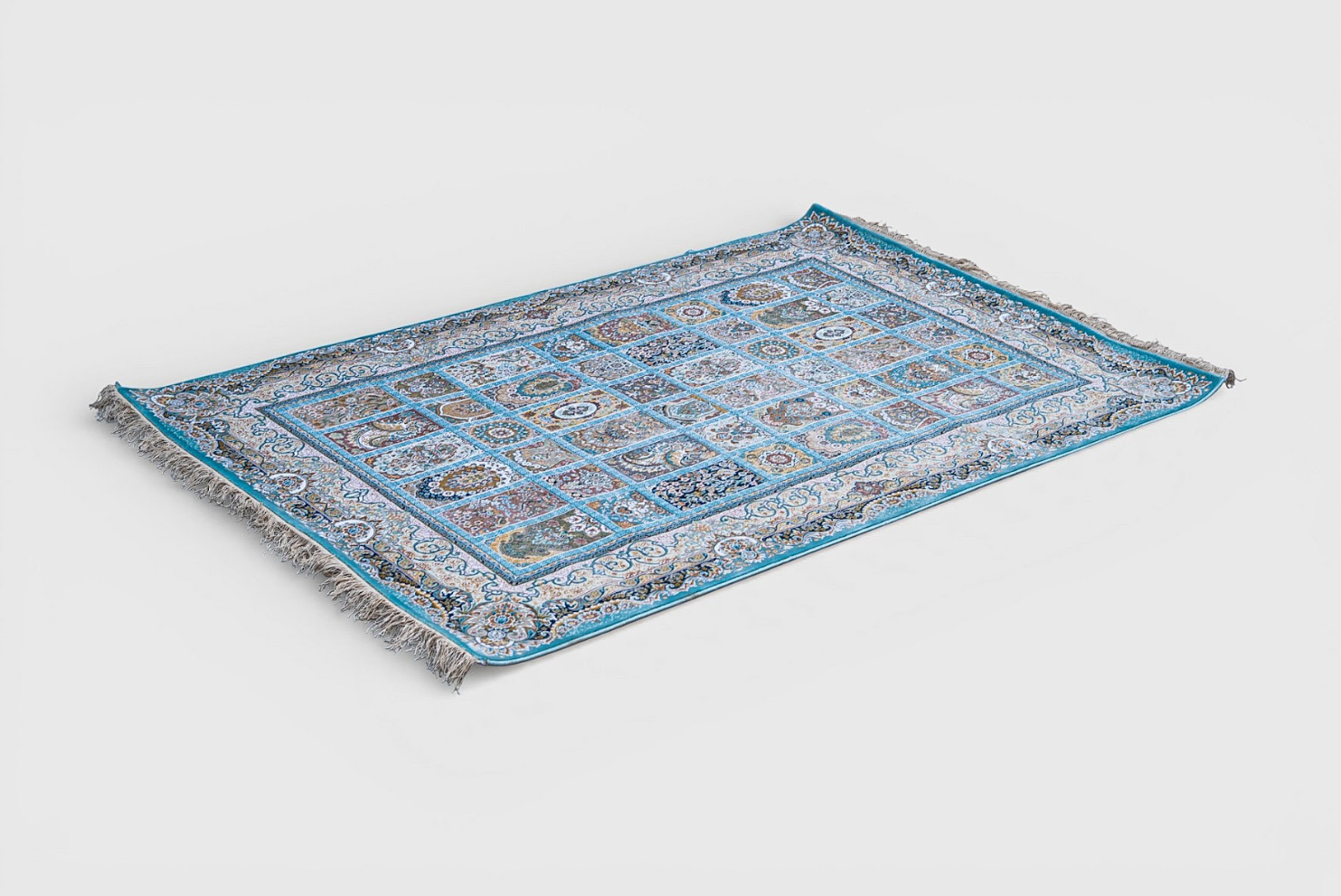 Gulnaz Compartment Silk Rug – Architectural Panel Weave
