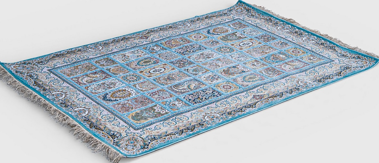 Gulnaz Compartment Silk Carpet – Architectural Panel Weave