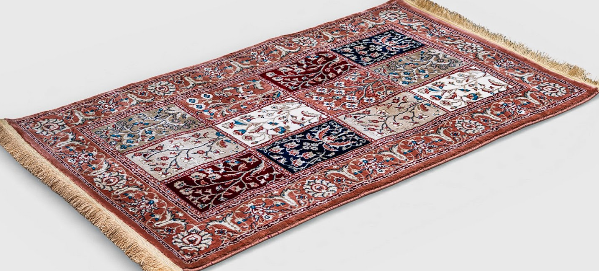 Zarbaft Patchwork Silk Carpet – Kashmiri Inspired Panel Design