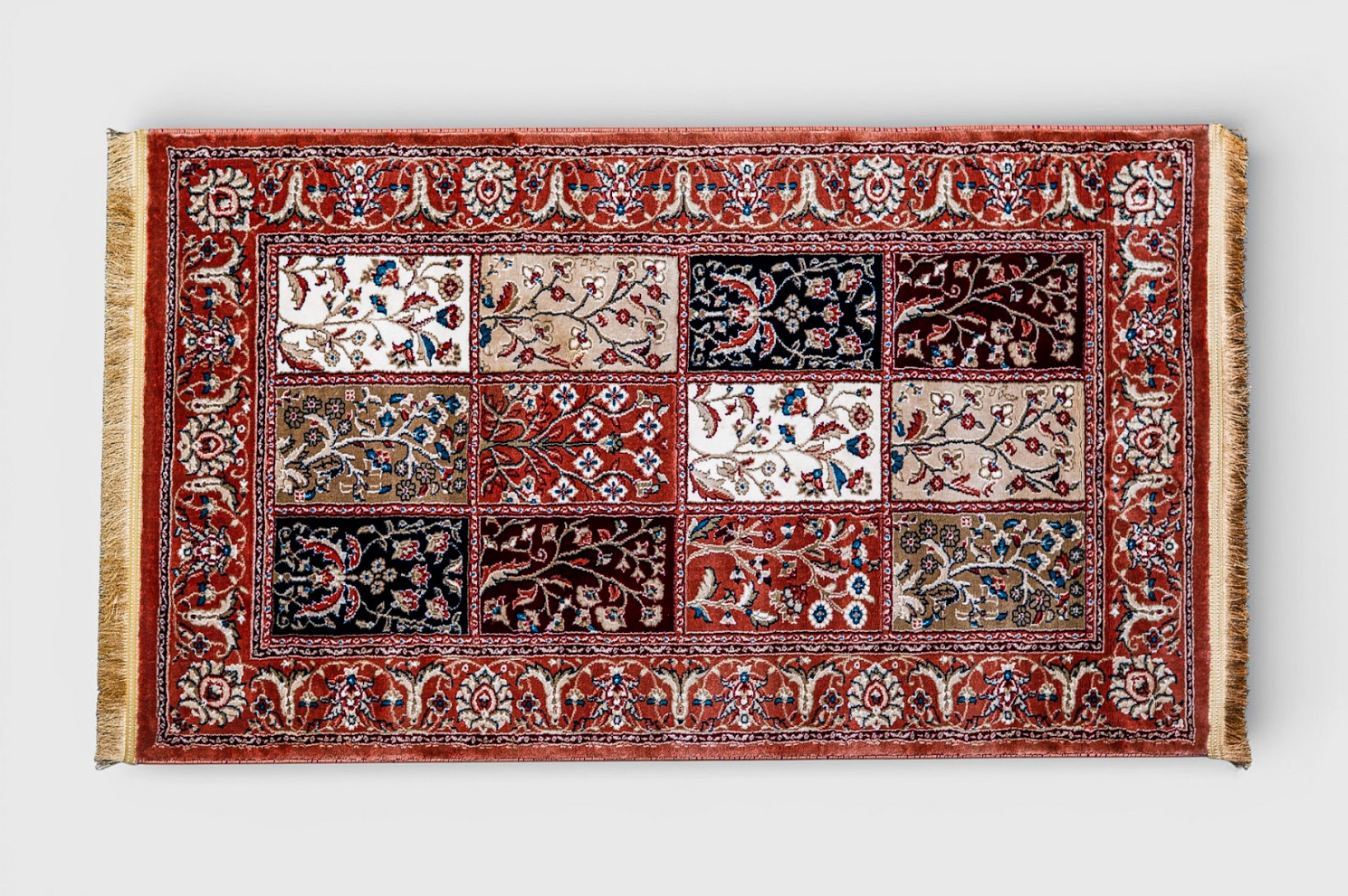 Zarbaft Patchwork Silk Rug – Kashmiri Inspired Panel Design