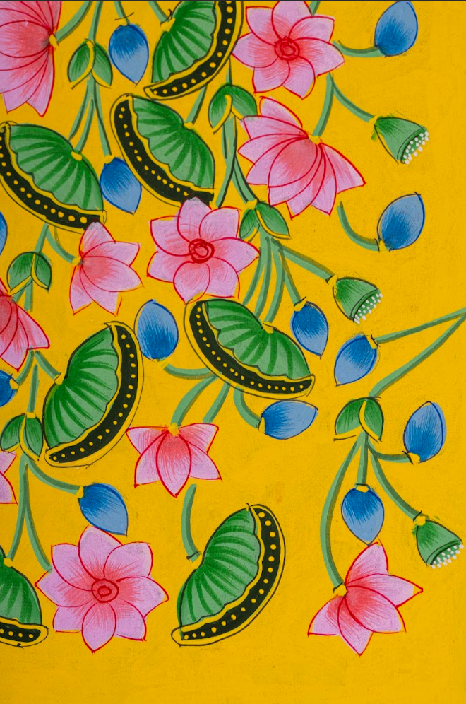 Golden Lotus Garden - Pichwai Painting