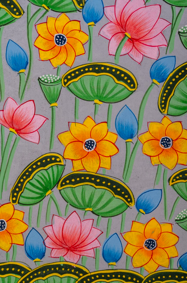 Lotus Garden in Bloom - Pichwai painting