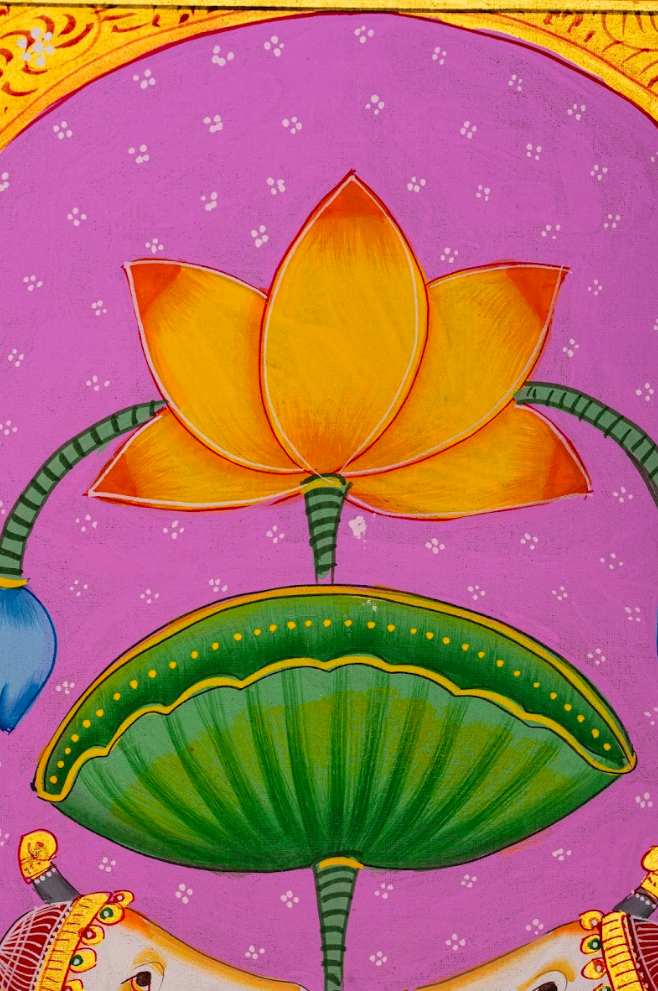 Radiant Lotus & Sacred Cows - Pichwai Painting
