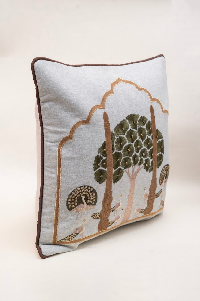 Garden Pavilion Embroidered Cushion Covers - Set of Four