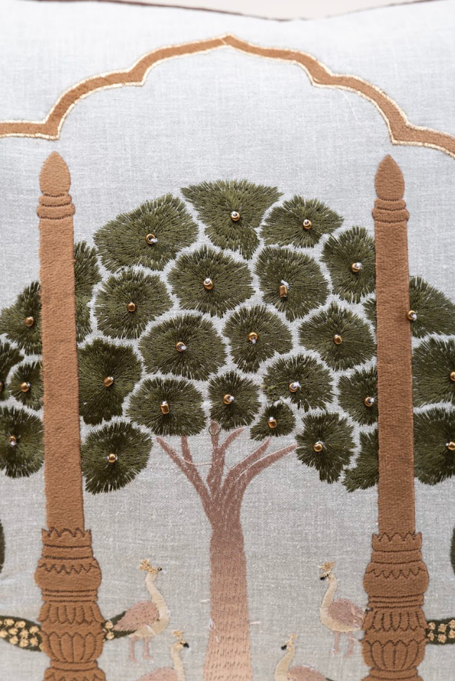 Garden Pavilion Embroidered Cushion Covers - Set of Four