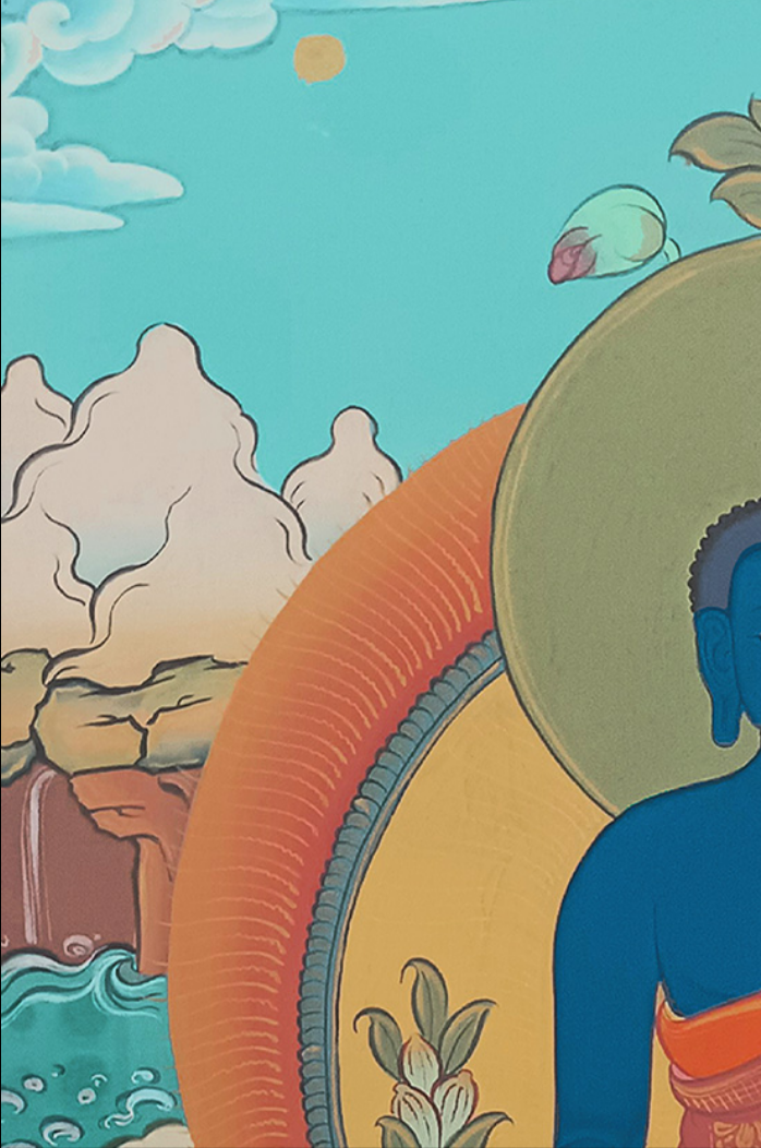 Bhaisajyaguru in Tranquil Contemplation – Ladakh Thangka