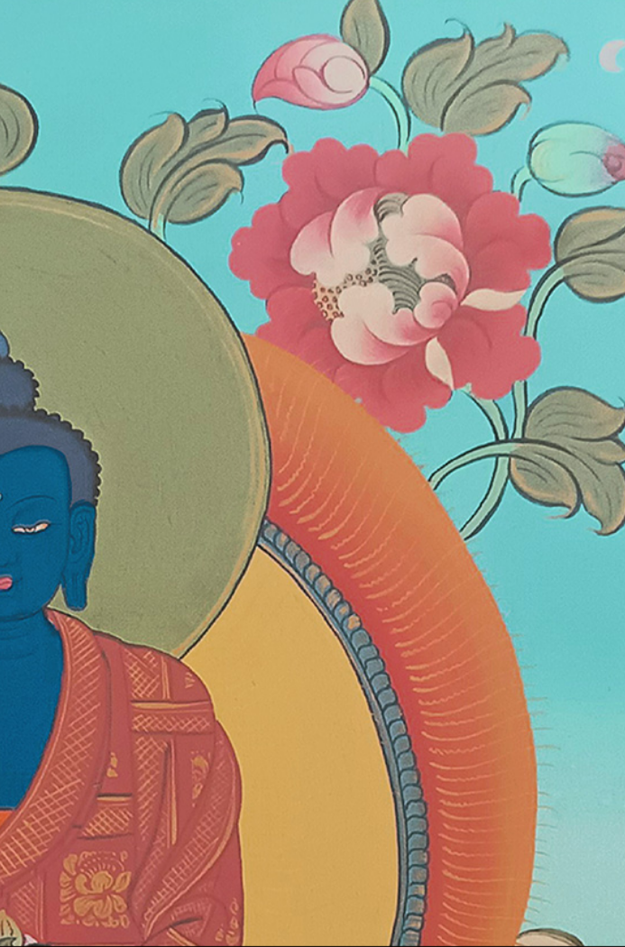 Bhaisajyaguru in Tranquil Contemplation – Ladakh Thangka