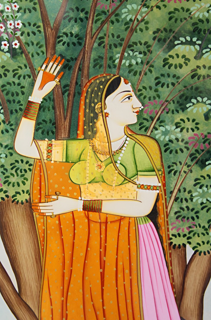 Nayika Beneath the Tree – A Kangra Miniature