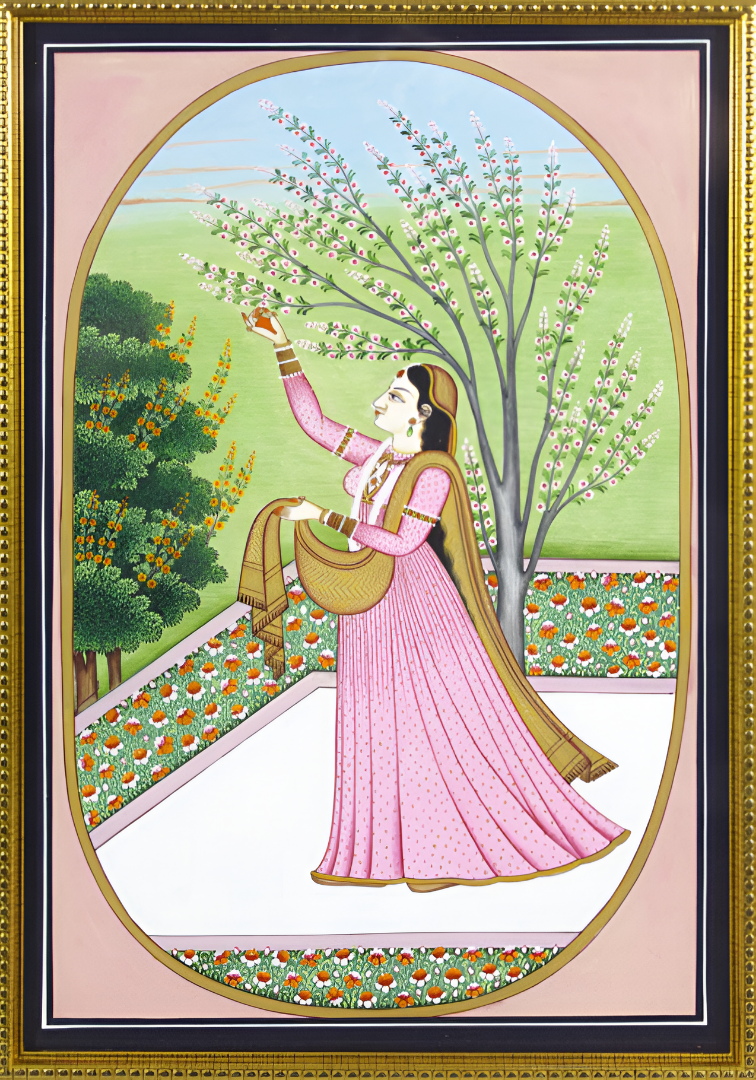 Garden Reverie – A Kangra Miniature
