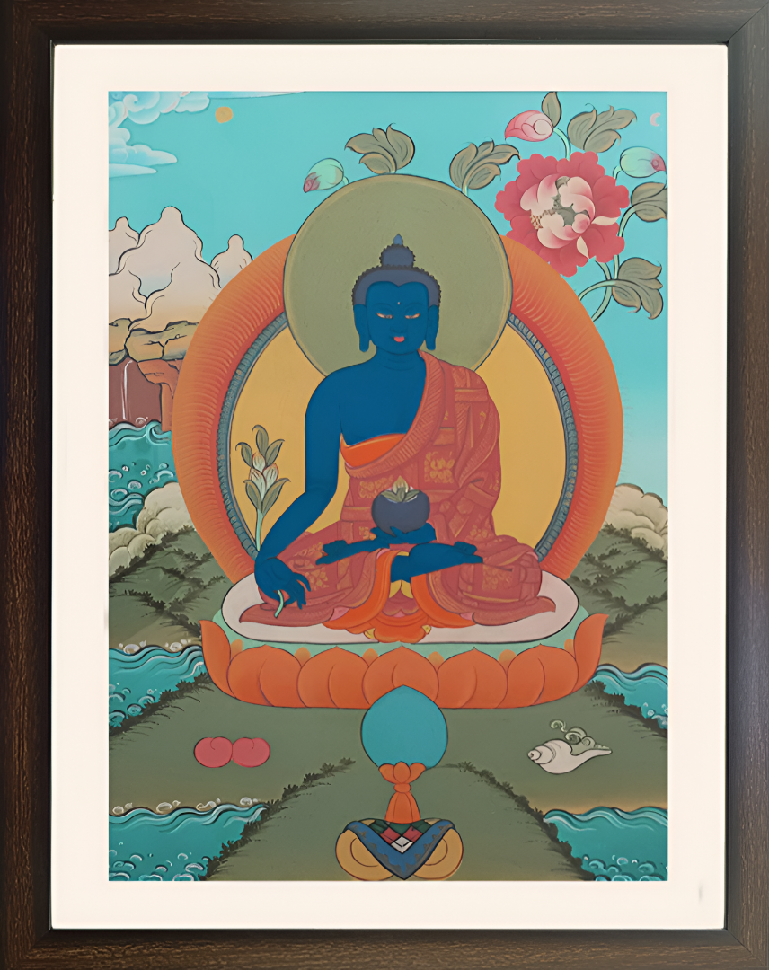 Bhaisajyaguru in Tranquil Contemplation – Ladakh Thangka
