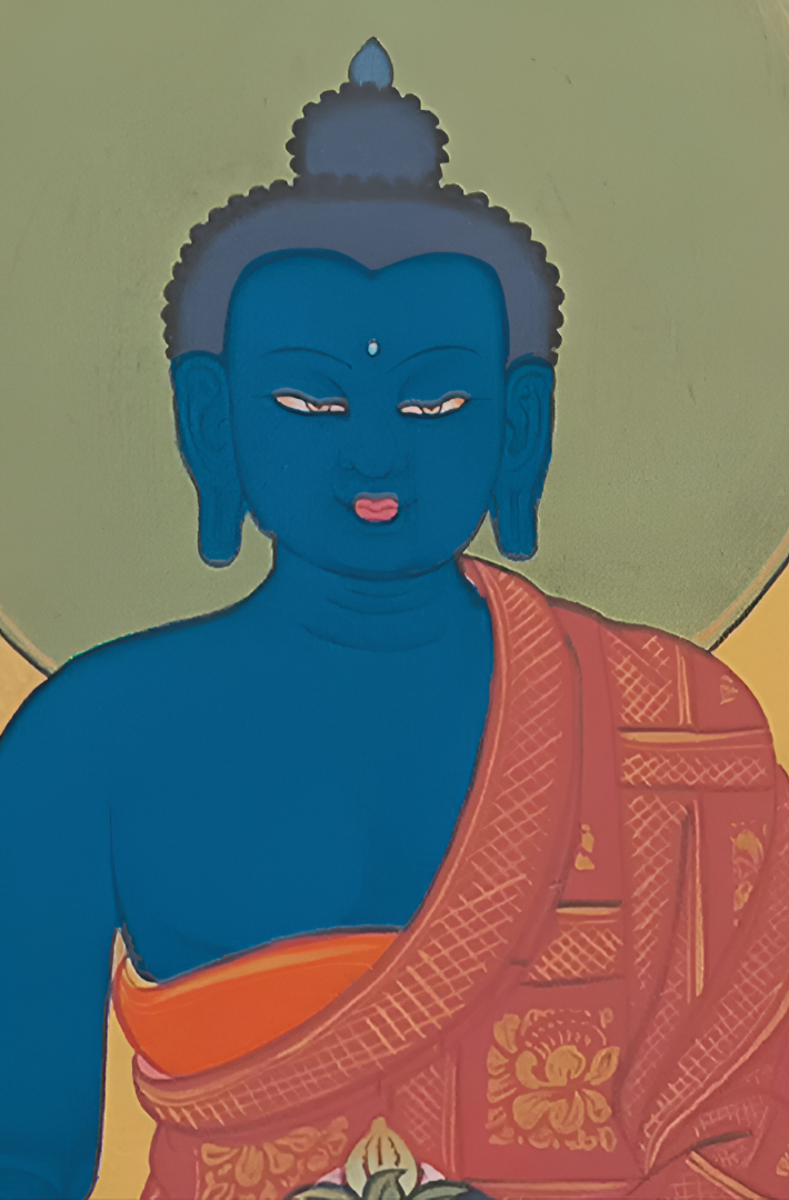Bhaisajyaguru in Tranquil Contemplation – Ladakh Thangka