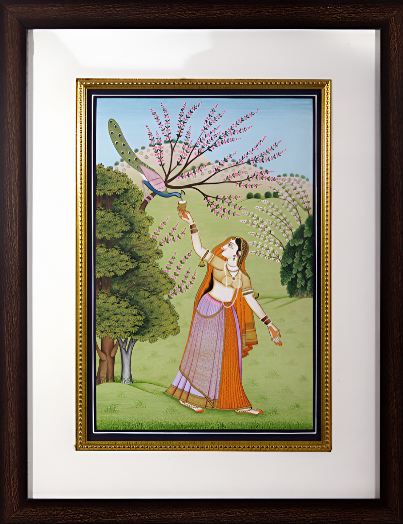 The Peacock Companion - A Kangra Miniature