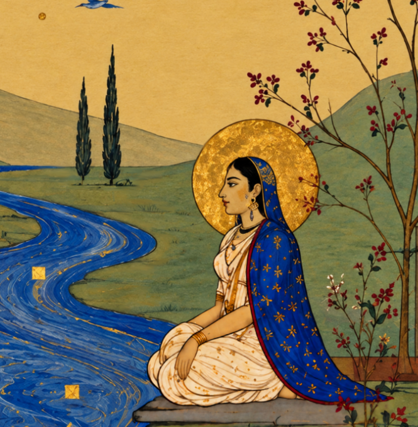 'Tirtha' Yama and Yamuna at the Sacred River — Indian Epics Prints