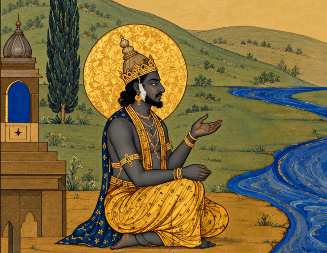 'Tirtha' Yama and Yamuna at the Sacred River — Indian Epics Prints