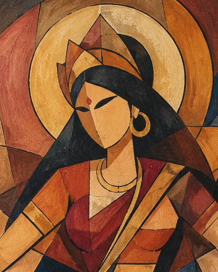 Pichwai – “Shakti Vaibhava”: Cubist Durga Enthroned with the Lion