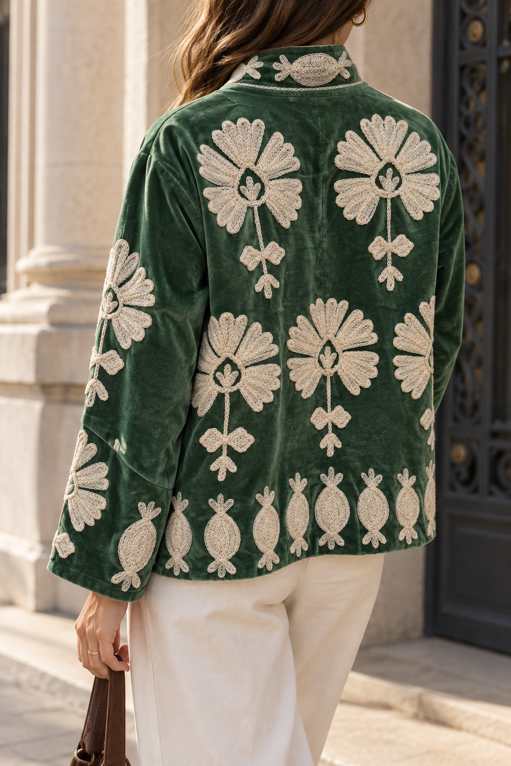 Shirin Jacket (Unisex) – Forest Green Ivory Embroidered Jacket