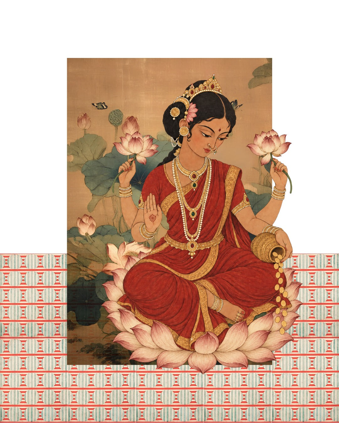 Art Print Set - 'Lakshmi, Saraswati & Ganesha' - Indian Miniature Prints (Set of 3)