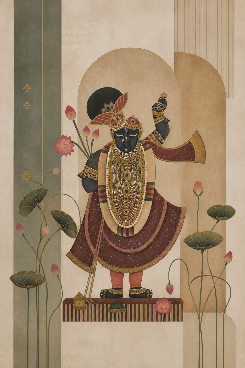Pichwai – “Shrinathji in Earth Bloom”: Contemporary Heritage Painting