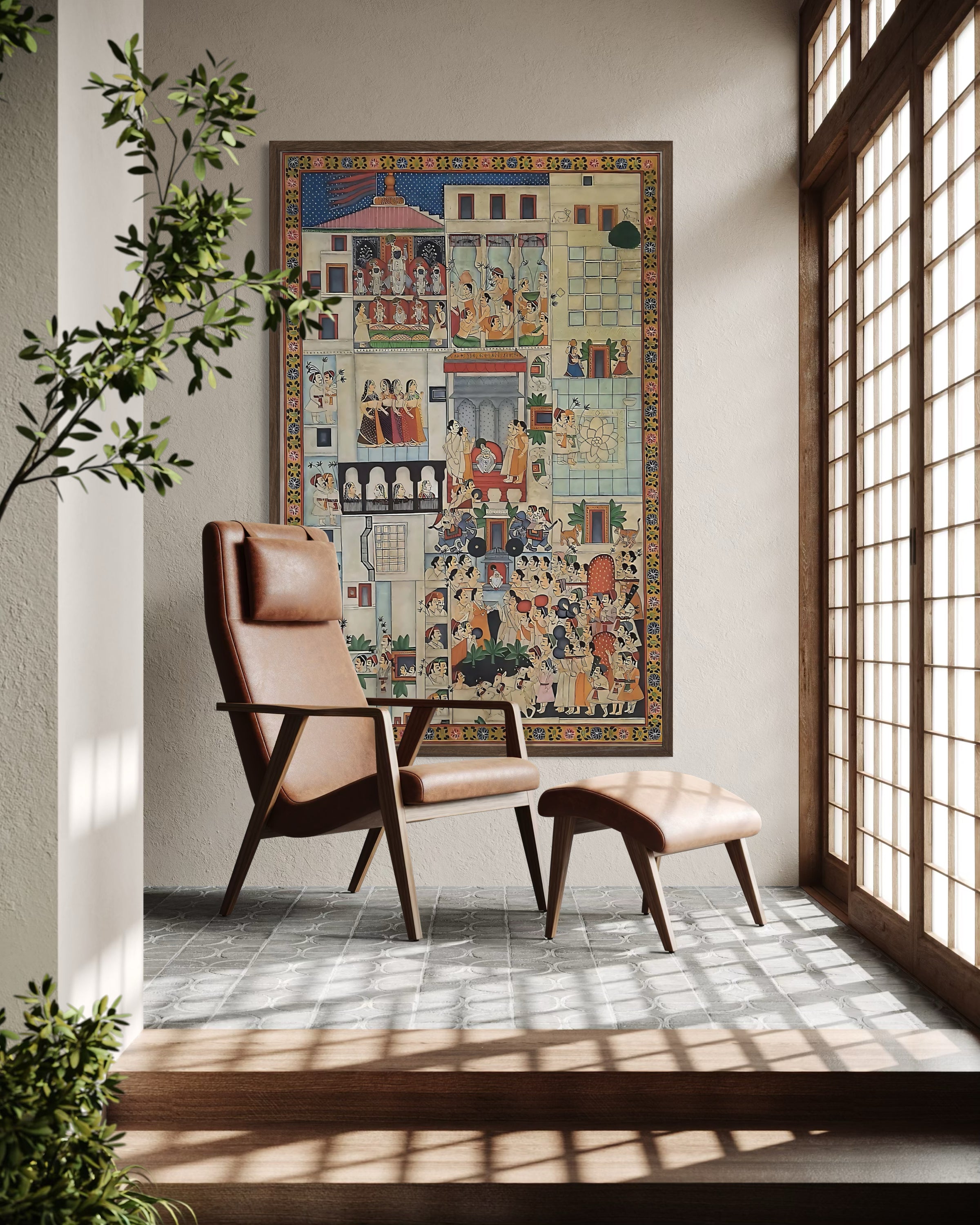 Pichwai- Lord Shrinathji Temple Painting - In 24k Gold