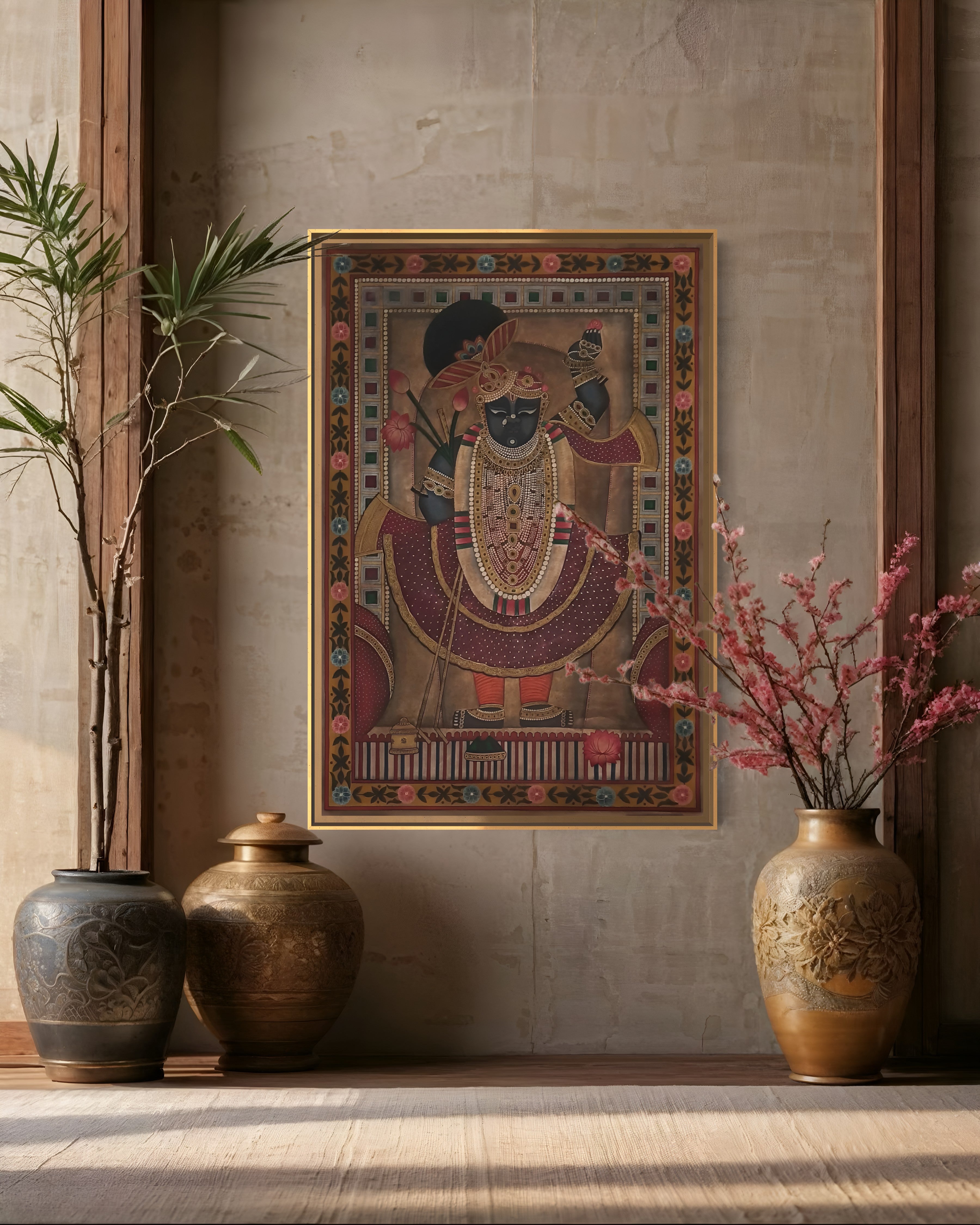 Antique Painting of Lord 'Shrinathji' (24k Gold)