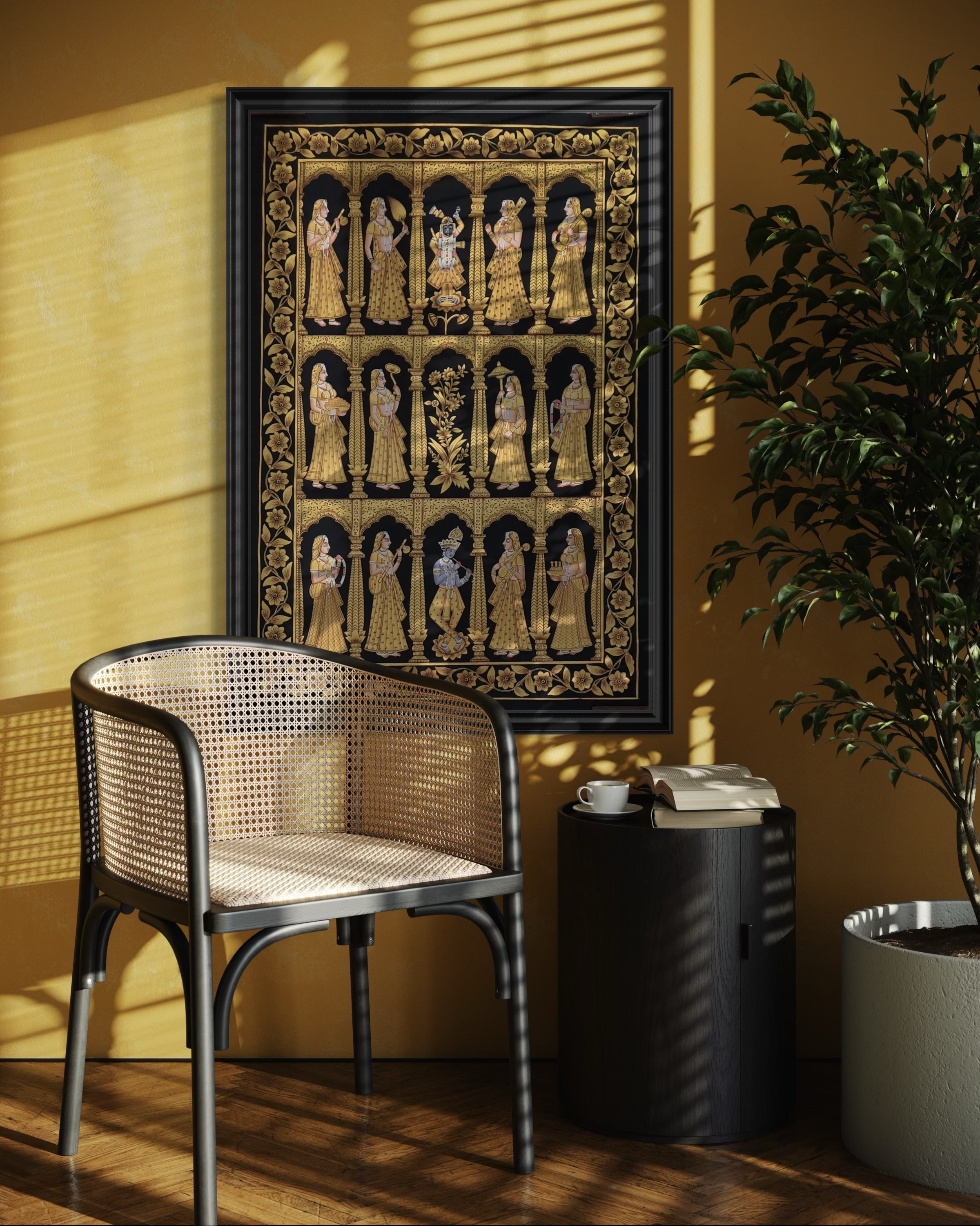 Pichwai- Golden Shrinathji Painting