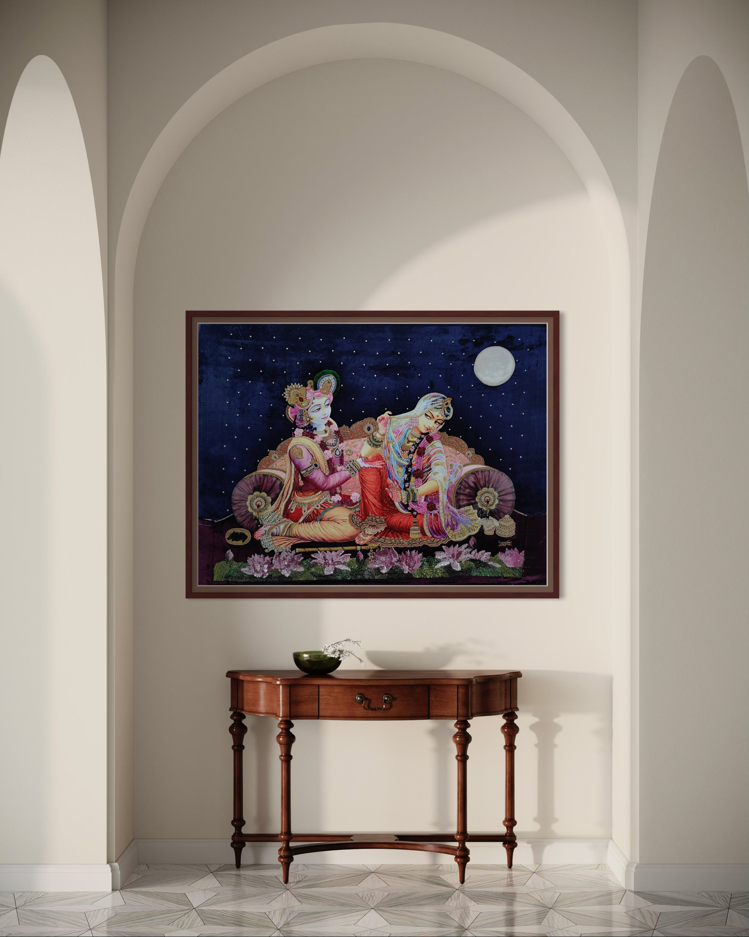 Radha Krishna Moon Tapestry