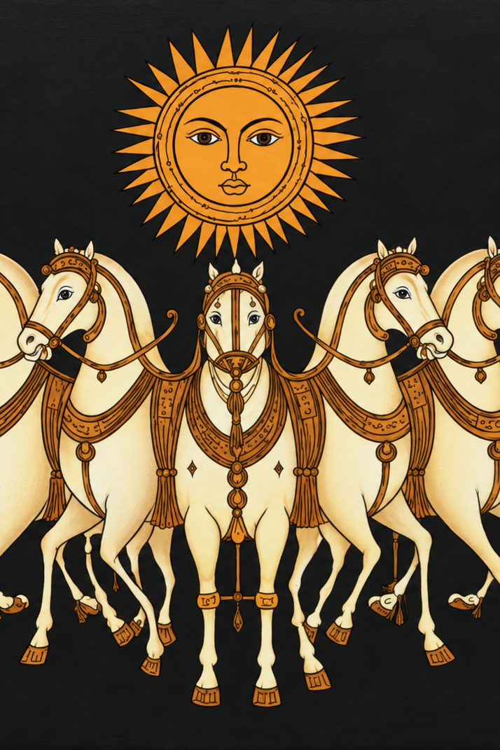 Pichwai - Surya Dev: The Chariot of the Sun